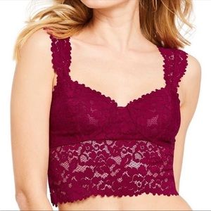 New Free People Raspberry “Dream Away” Longline Lace Bralette XS